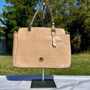 Antonio Melani Light Pink Blush Croc Emboss Leather Hand Shoulder Crossbody Bag